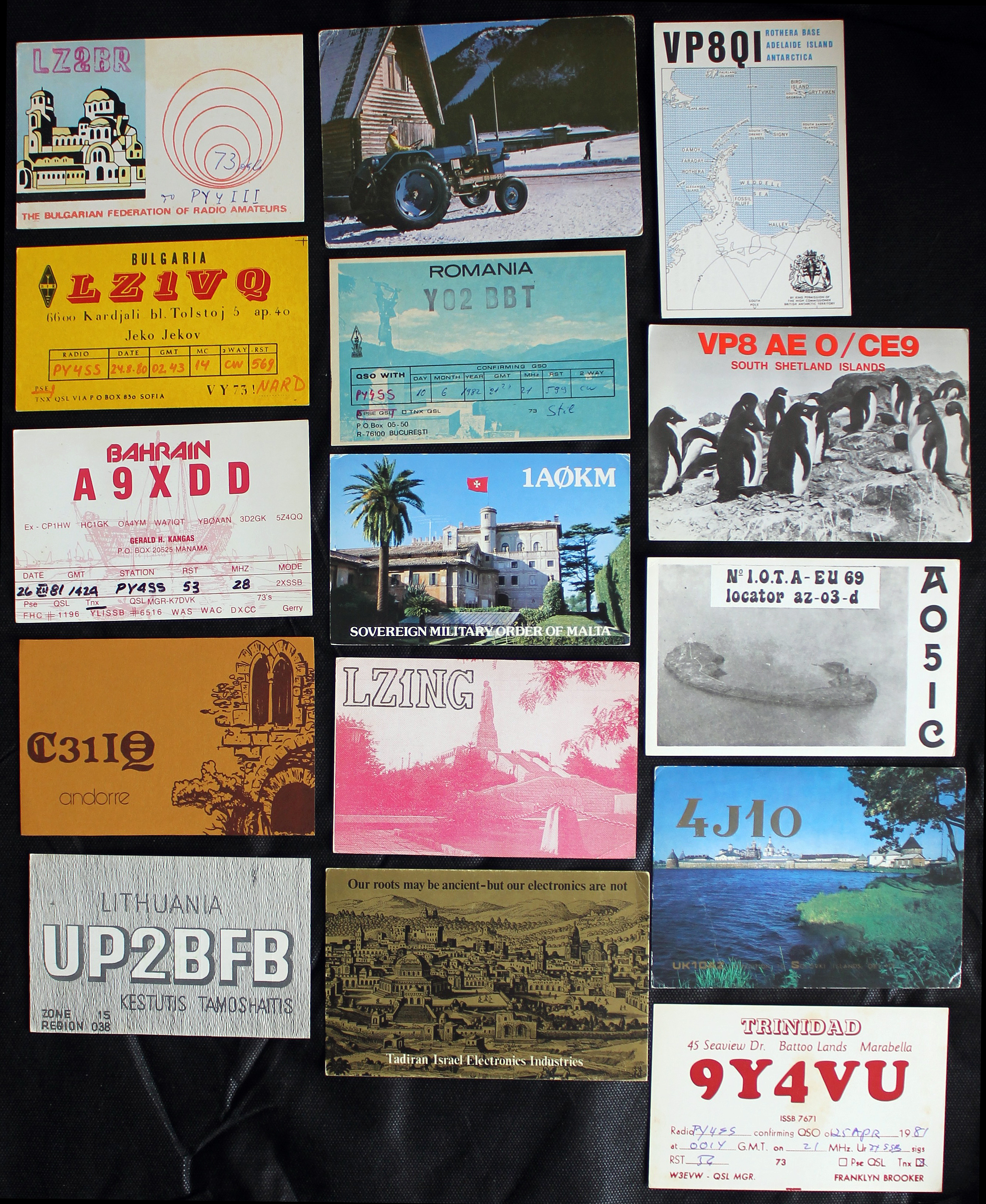 Cartões de origens variadas, parte da coleção de Lena